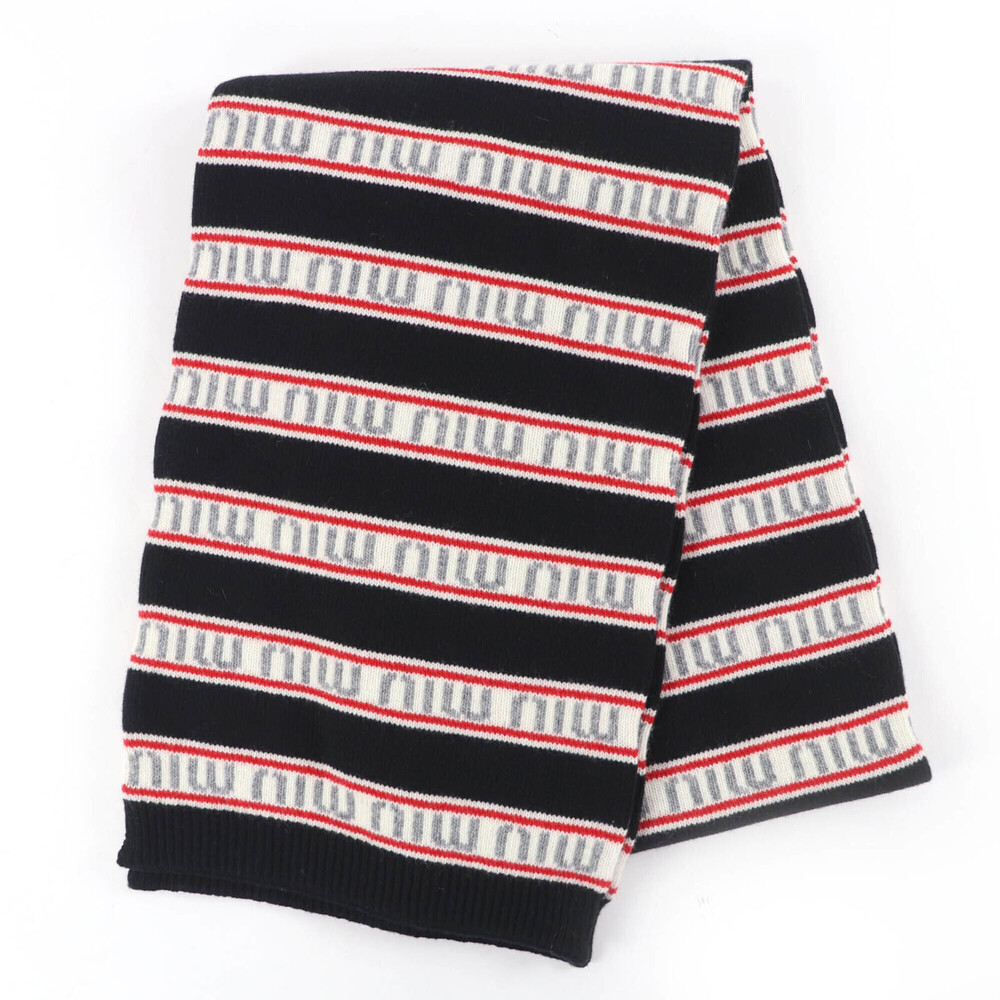 MIUMIU (Miu Miu) 2021 Model 0000EF Virgin Wool Cashmere Logo Border Knit Scar...